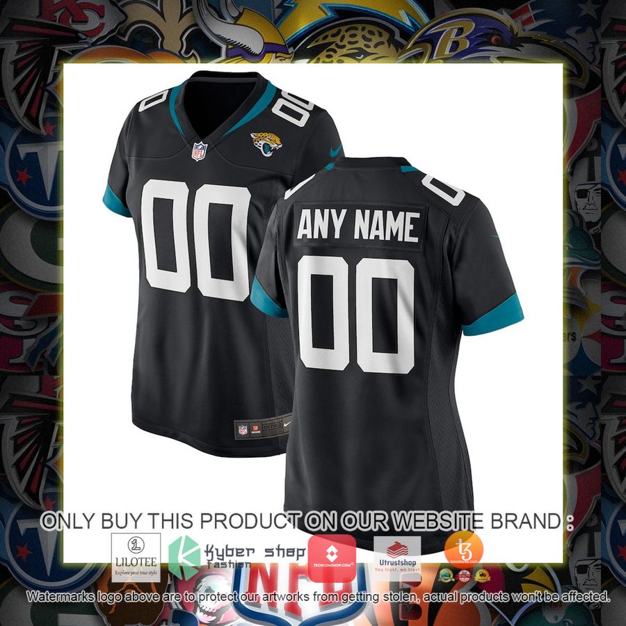 personalized jacksonville jaguars nike womens black football jersey 1 12375