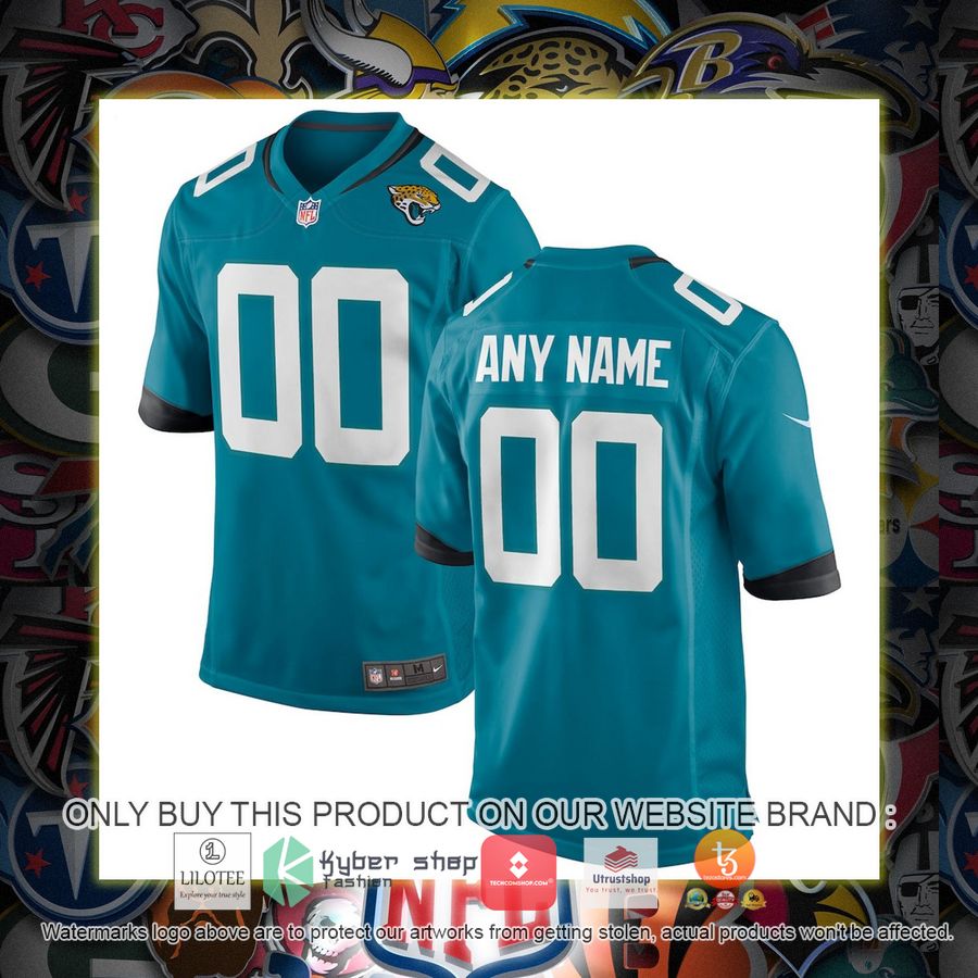 personalized jacksonville jaguars nike youth teal football jersey 1 49076