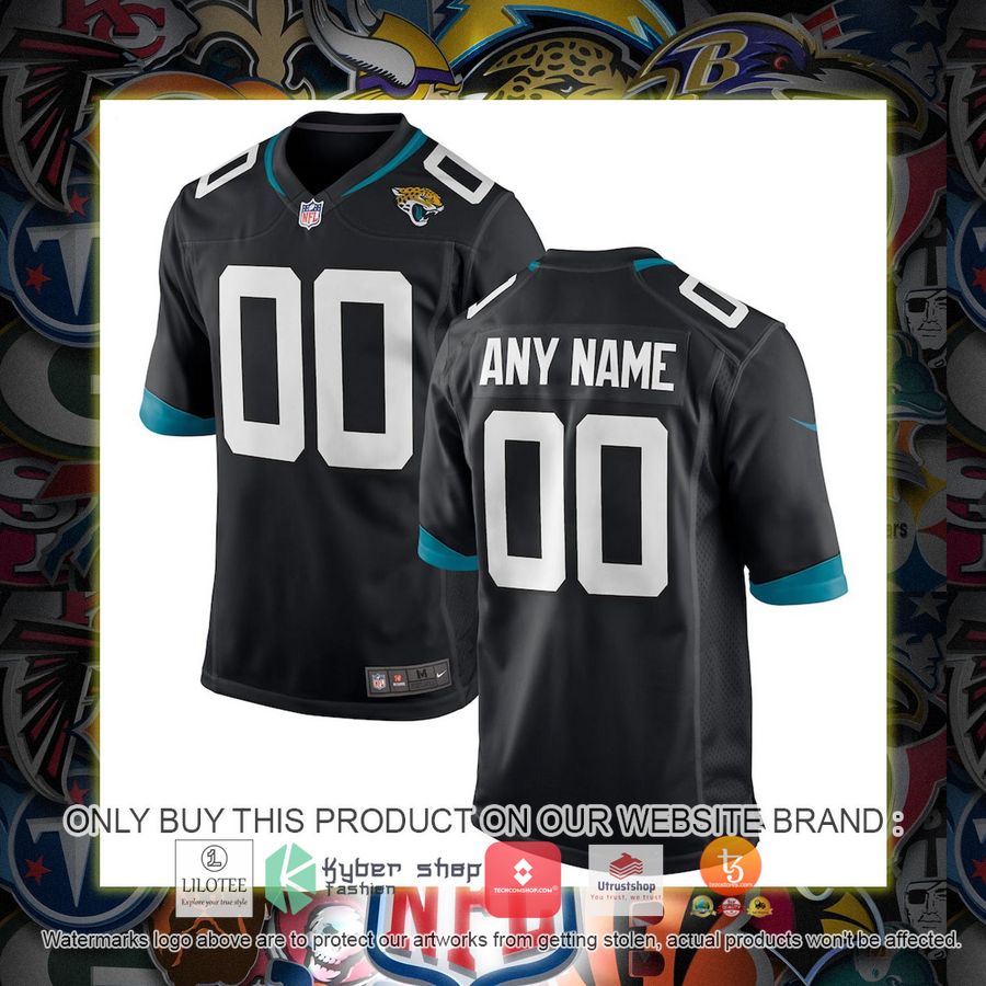 personalized jacksonville jaguars nike youth team color game black football jersey 1 39490