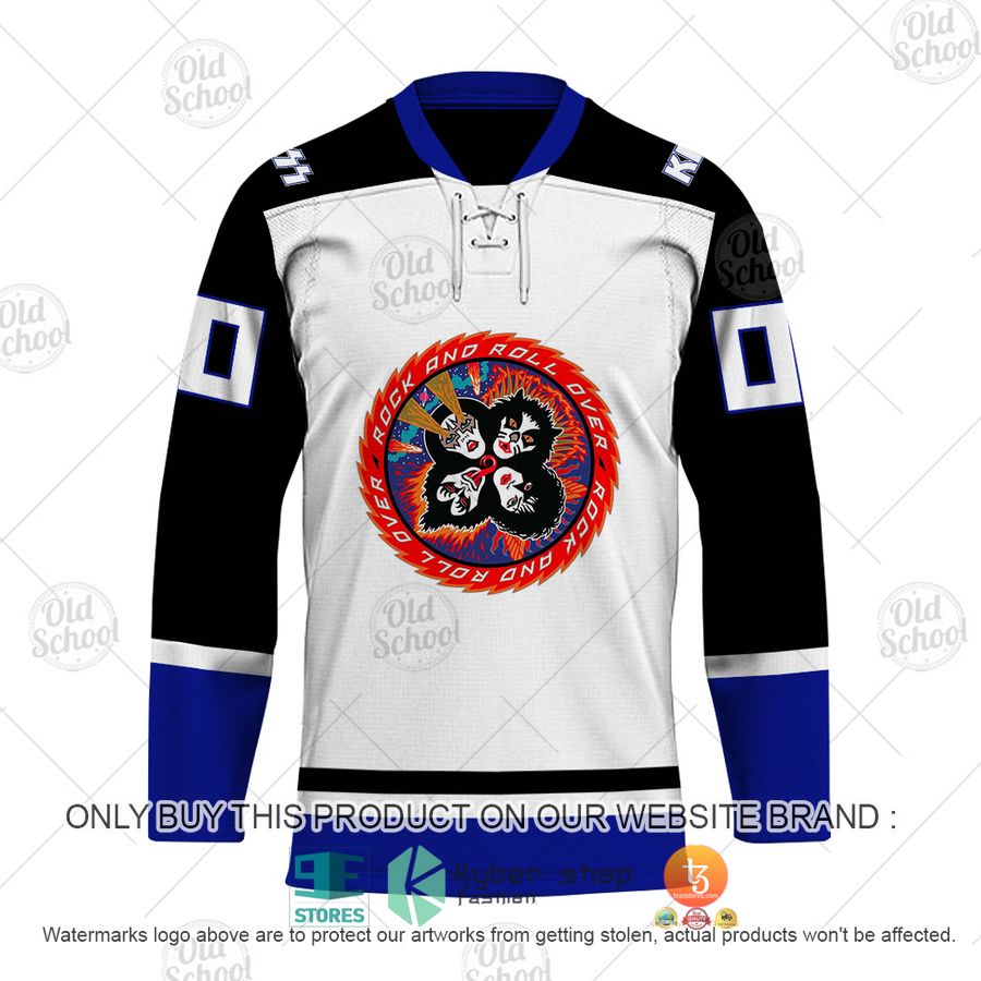 NEW KISS Rock and Roll Over White Custom Name Hockey Jersey 2 personalized kiss rock and roll over white hockey jersey 2 26413