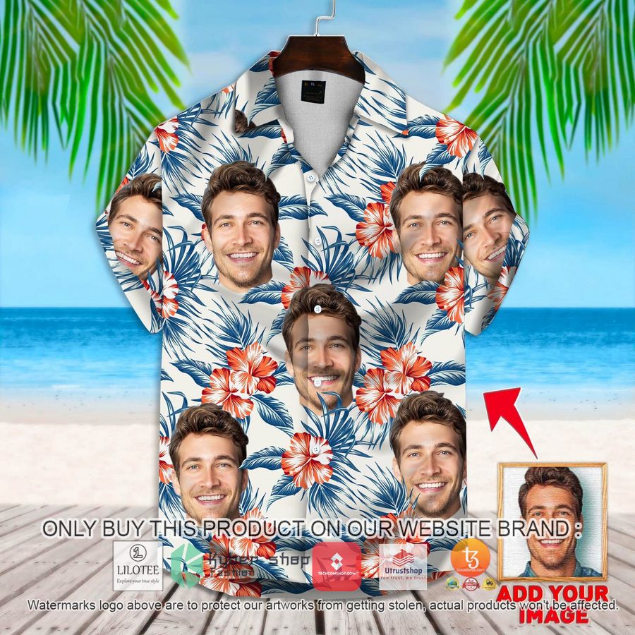 personalized leaves flowers pattern white color custom photo hawaiian shirt 1 73909