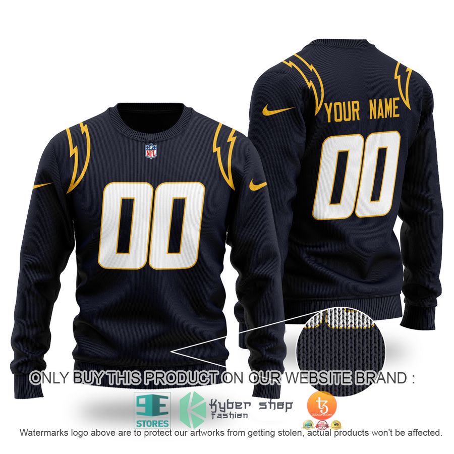 NEW Los Angeles Chargers black Custom Name Sweater 3 personalized los angeles chargers nfl black sweater 1 44297