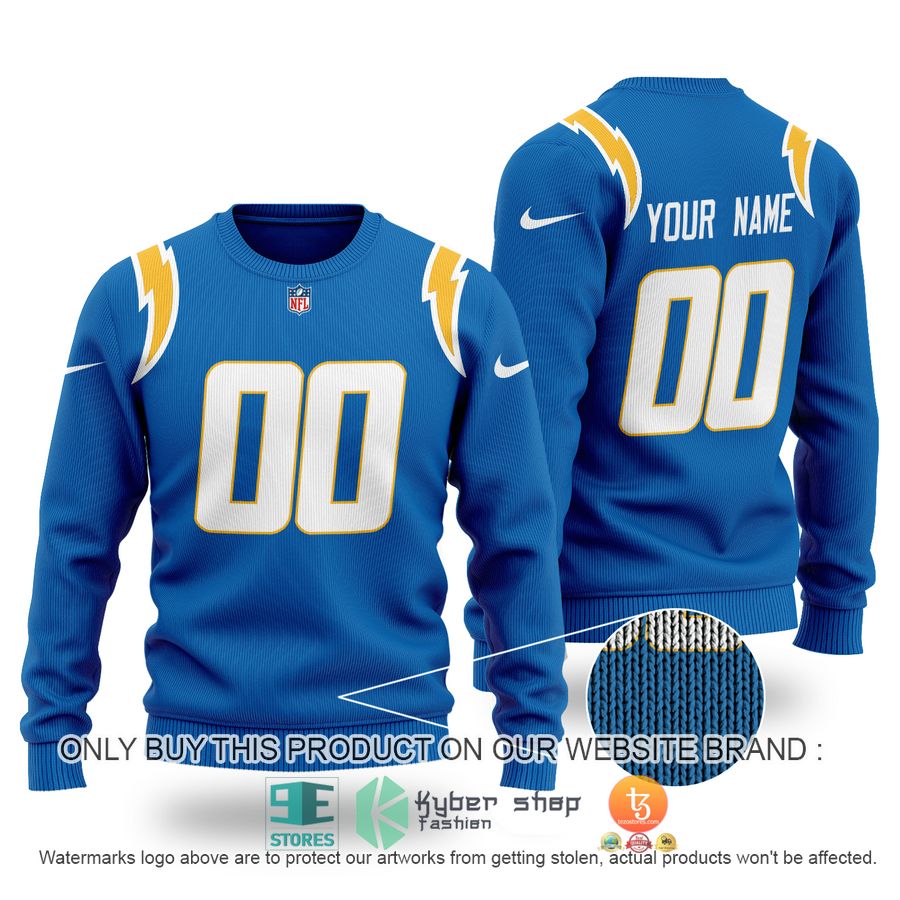personalized los angeles chargers nfl blue sweater 1 14580