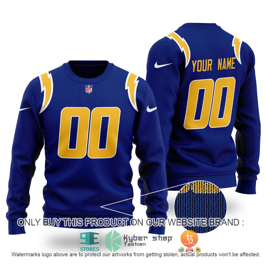 personalized los angeles chargers nfl dark blue sweater 1 51794