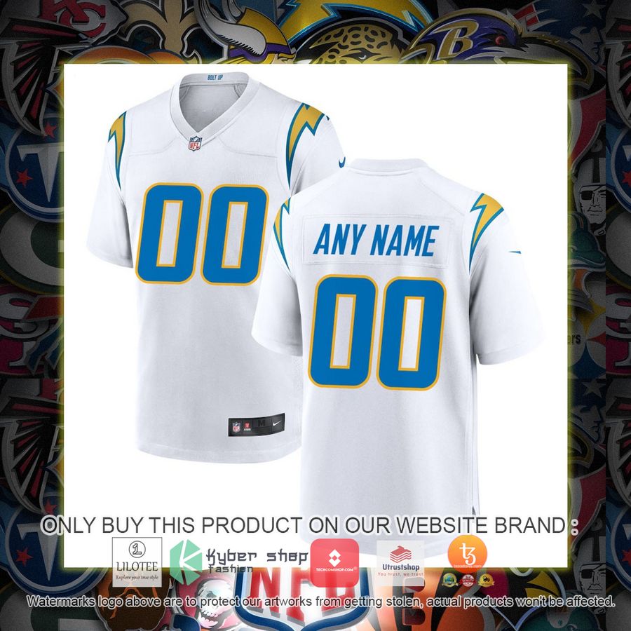 HOT Los Angeles Chargers Nike White Personalized Football Jersey 1 personalized los angeles chargers nike white football jersey 1 26003
