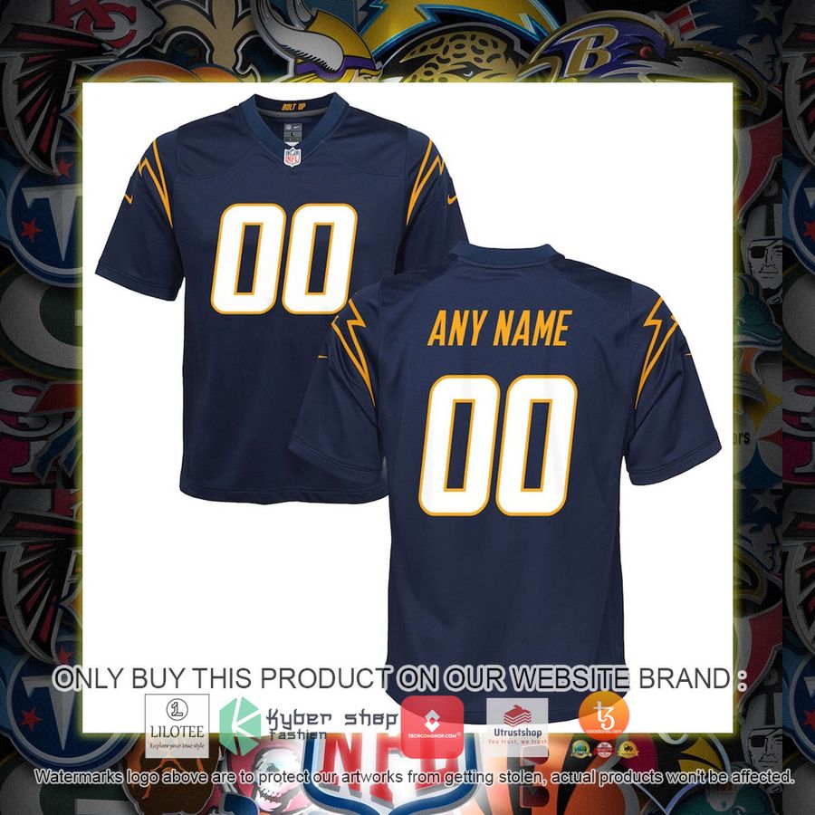 personalized los angeles chargers nike youth alternate navy football jersey 1 92375