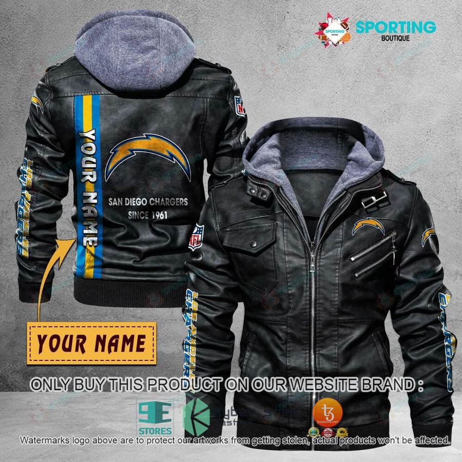 personalized los angeles chargers since 1961 leather jacket 1 82039