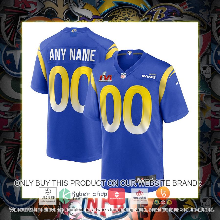 HOT Los Angeles Rams Nike Super Bowl LVI Game Royal Personalized Football Jersey 6 personalized los angeles rams nike super bowl lvi game royal football jersey 1 40816