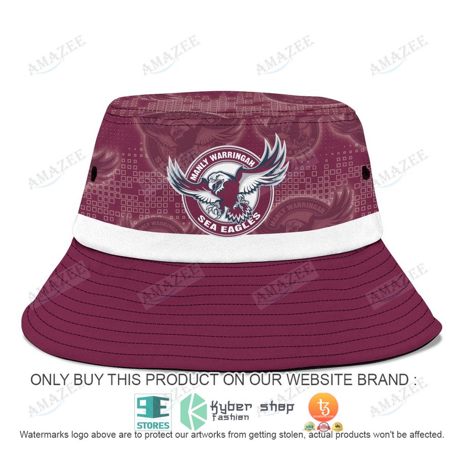 personalized manly warringah sea eagles dark red bucket hat 1 98051