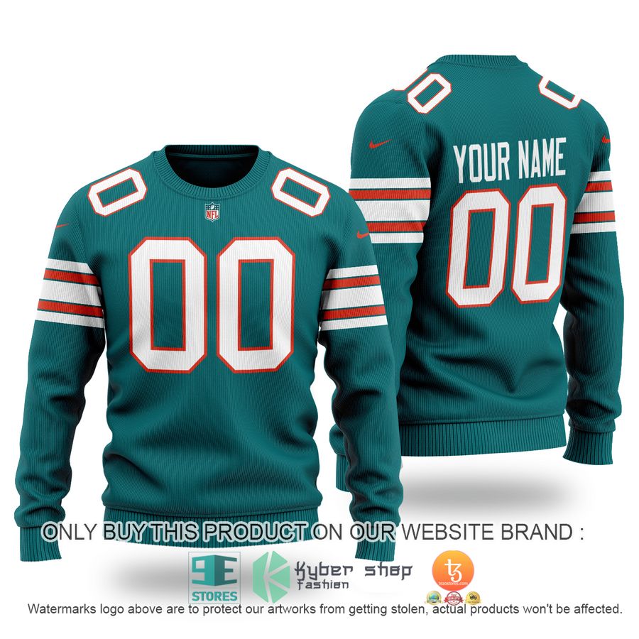 NEW Miami Dolphins green Custom Name Sweater 1 personalized miami dolphins nfl green sweater 1 64748