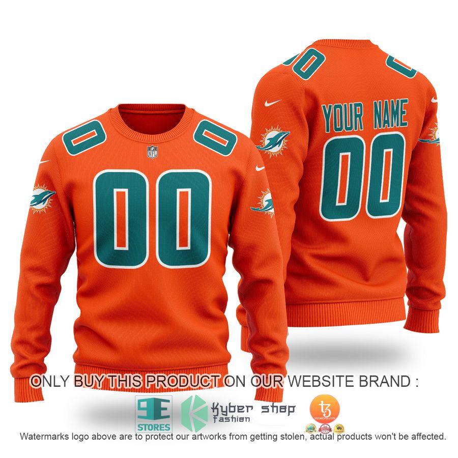 personalized miami dolphins nfl orange sweater 1 65023