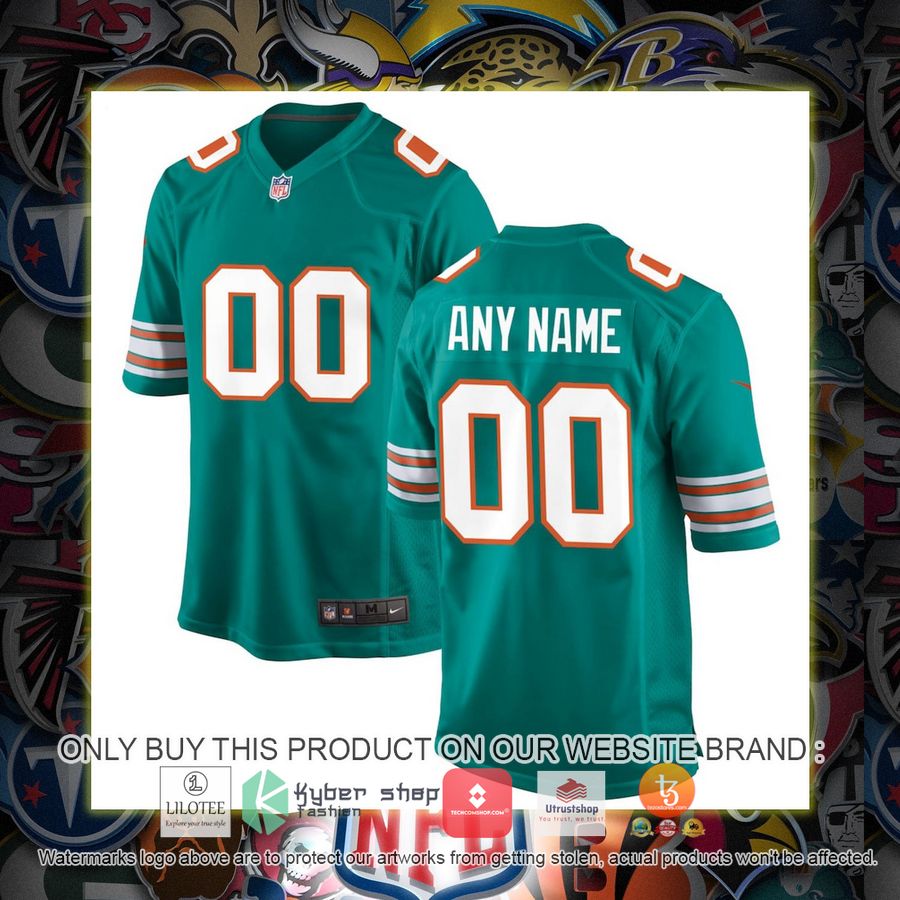 personalized miami dolphins nike alternate aqua football jersey 1 36191