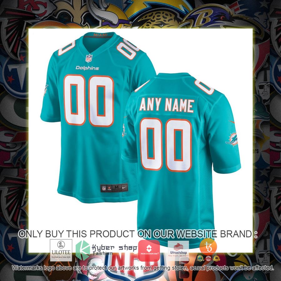 personalized miami dolphins nike aqua football jersey 1 10521
