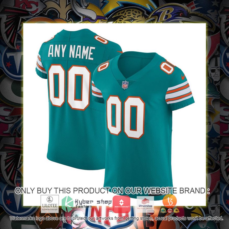 personalized miami dolphins nike elite vapor untouchable aqua football jersey 1 70891