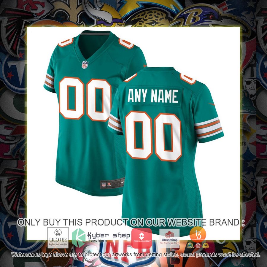 personalized miami dolphins nike womens alternate aqua football jersey 1 85715
