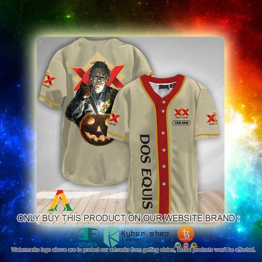 NEW Personalized Michael Myers Pumpkin Dos Equis Baseball Shirt 3 personalized michael myers pumpkin dos equis baseball jersey 3 83572