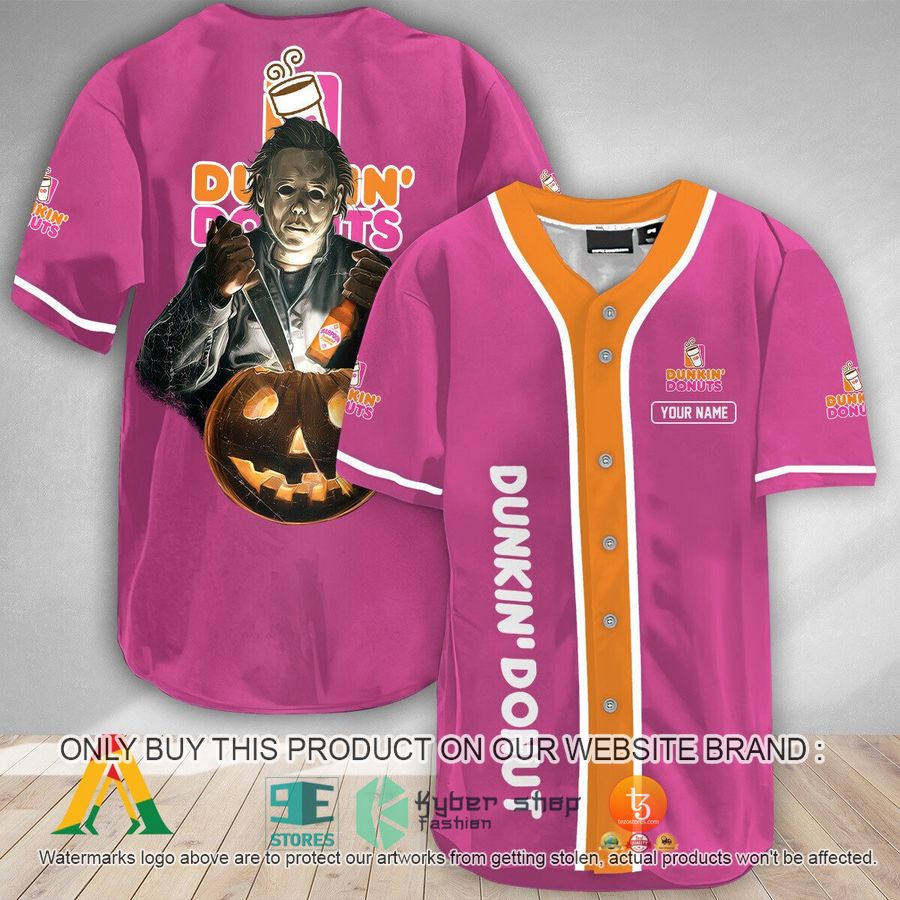 NEW Personalized Michael Myers Pumpkin Dunkin Donuts Baseball Shirt 8 personalized michael myers pumpkin dunkin donuts baseball jersey 1 65340