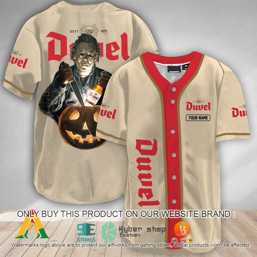 personalized michael myers pumpkin duvel beer baseball jersey 1 77451