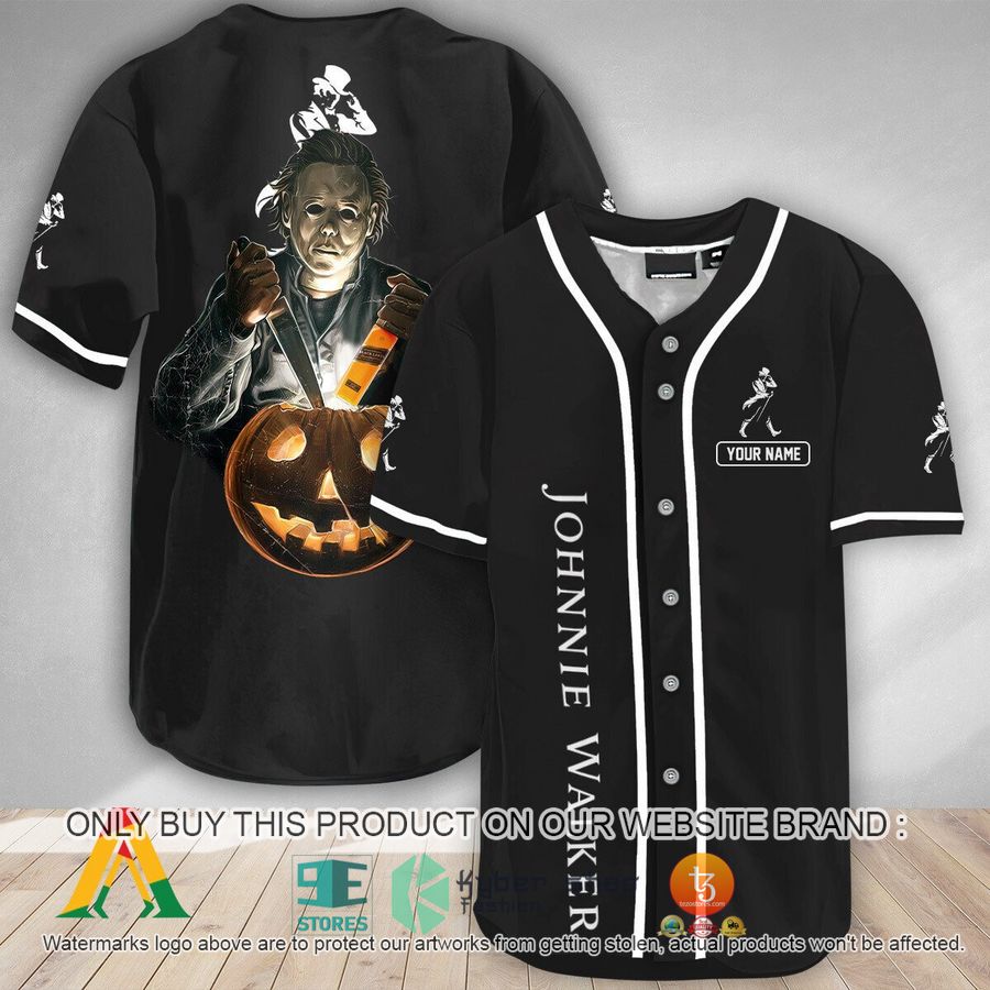 NEW Personalized Michael Myers Pumpkin Johnnie Walker Baseball Shirt 9 personalized michael myers pumpkin johnnie walker baseball jersey 1 73304