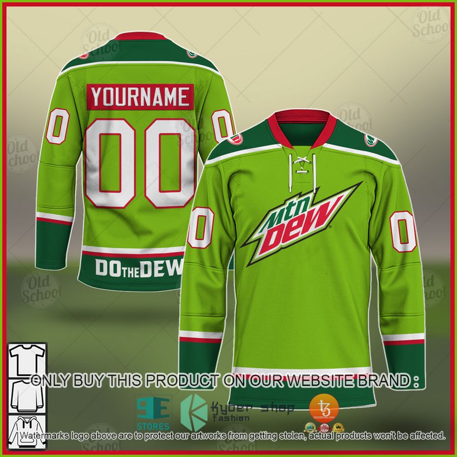 personalized mountain dew original flavor green hockey jersey 1 28552
