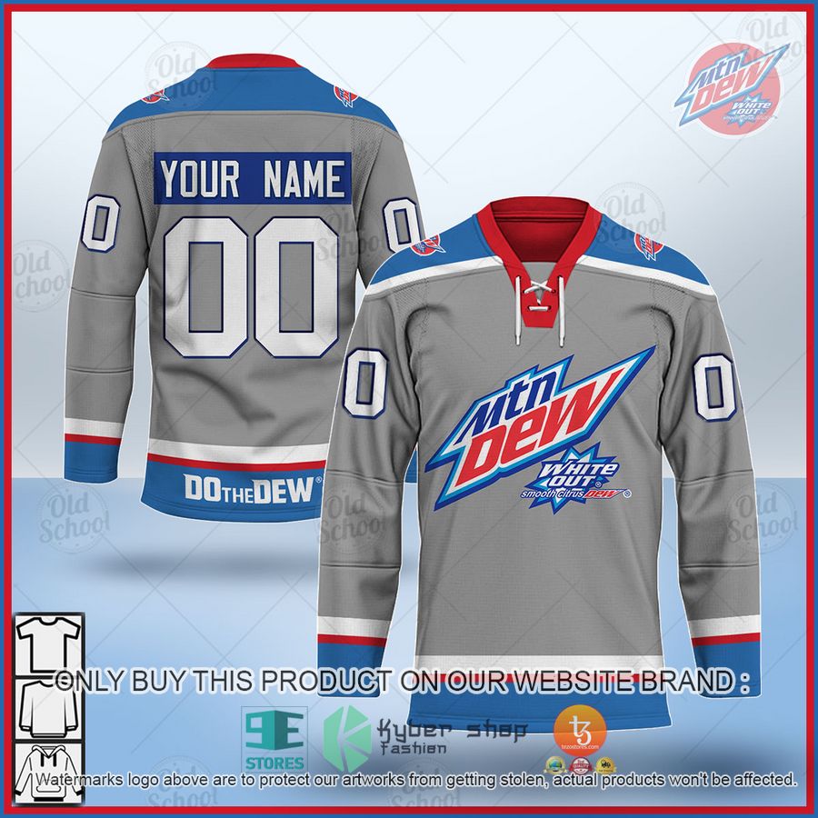 personalized mountain dew white out grey hockey jersey 1 42936