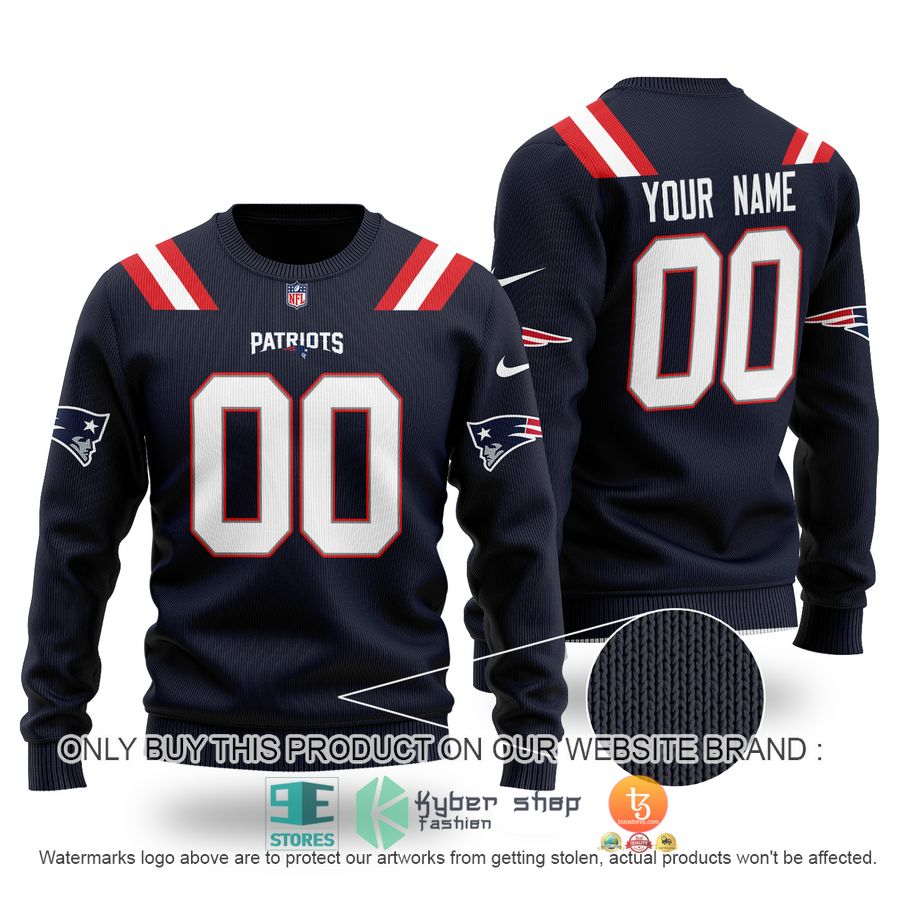 personalized new england patriots nfl dark blue sweater 1 77600