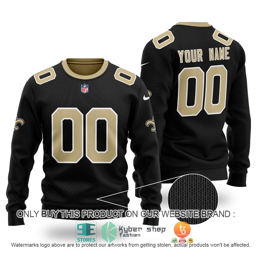 personalized new orleans saints nfl black sweater 1 40415