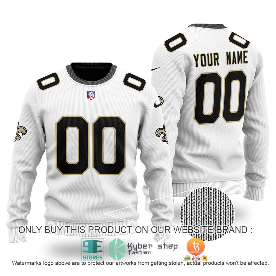 NEW New Orleans Saints white Custom Name Sweater 3 personalized new orleans saints nfl white sweater 1 3301