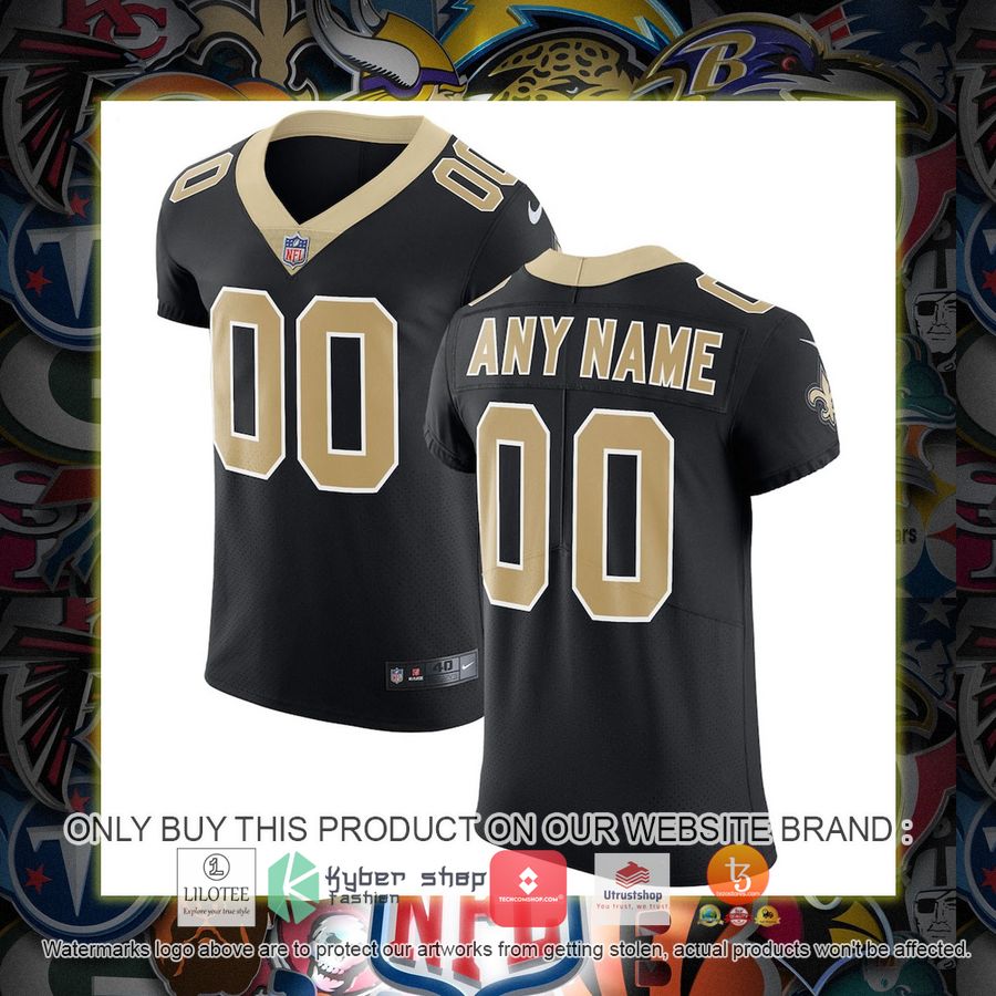personalized new orleans saints nike vapor untouchable elite black football jersey 1 83533