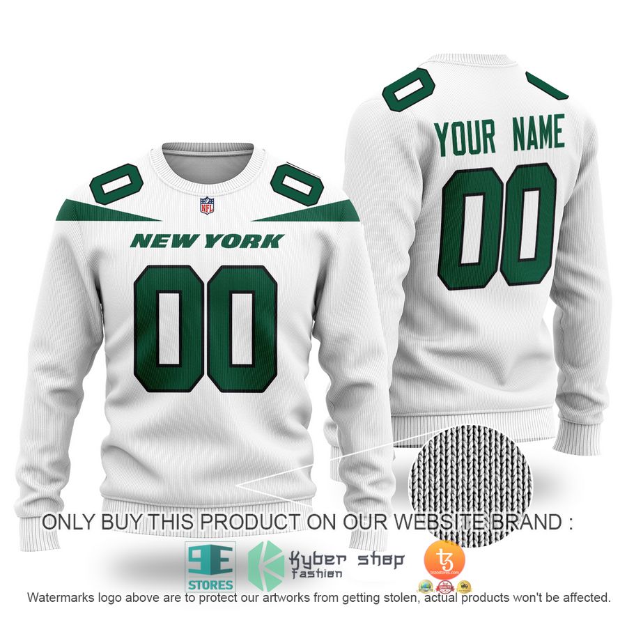 NEW New York Jets white Custom Name Sweater 1 personalized new york jets nfl white sweater 1 50496