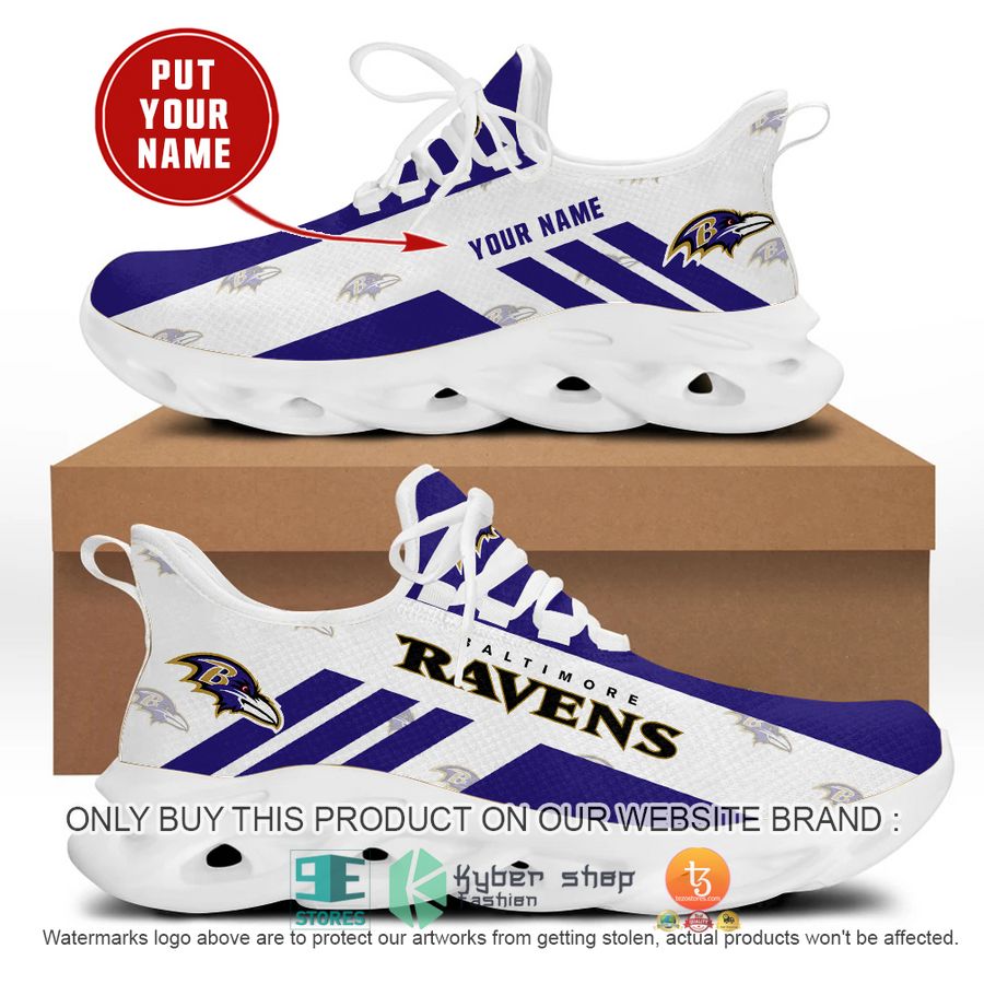 personalized nfl baltimore ravens white max soul shoes 1 42001