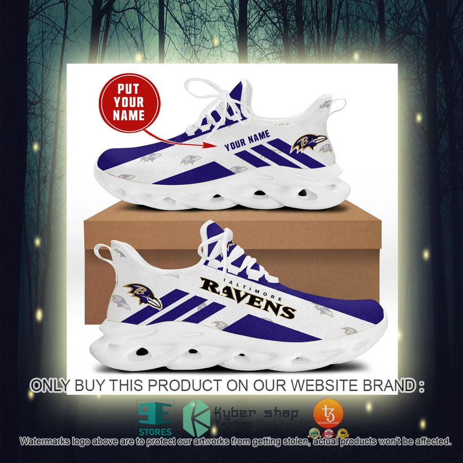 NEW Personalized NFL Baltimore Ravens White Max Soul Sneaker 2 personalized nfl baltimore ravens white max soul shoes 2 54528