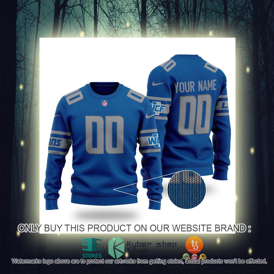 personalized nfl detroit lions blue sweater 2 85935