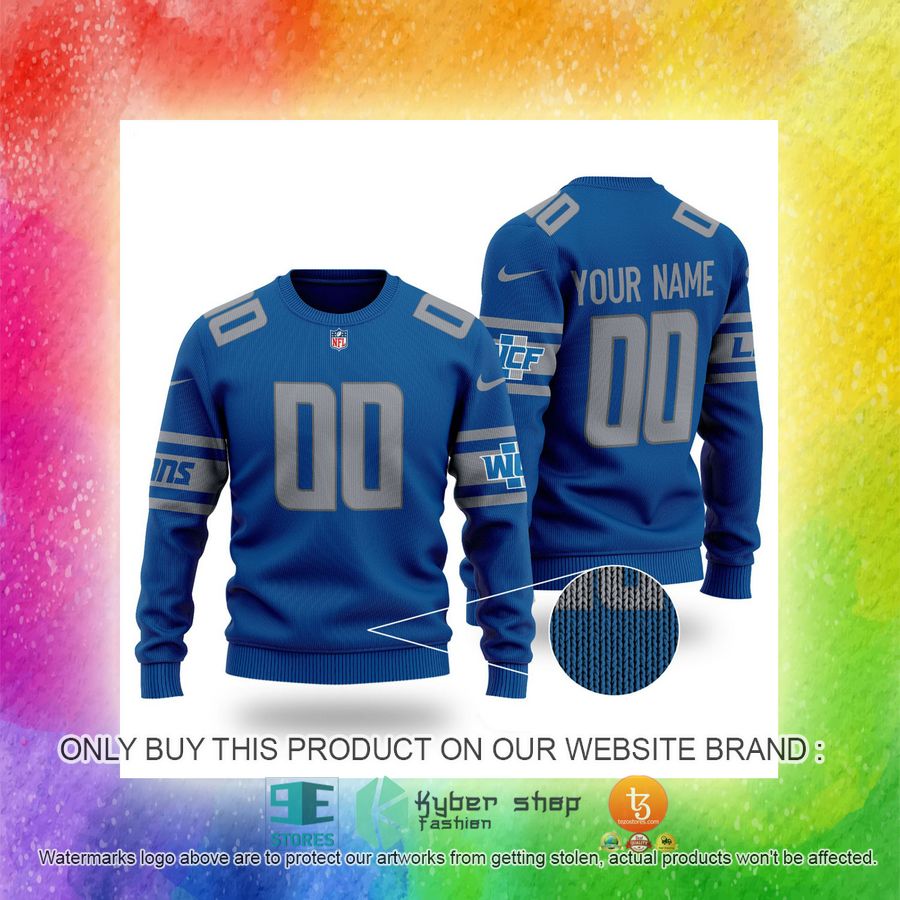 personalized nfl detroit lions blue sweater 3 23284