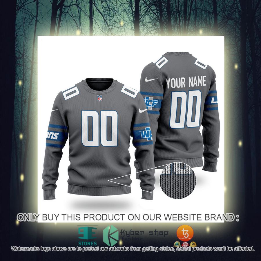 Personalized Nfl Detroit Lions Grey Sweater 2 58754