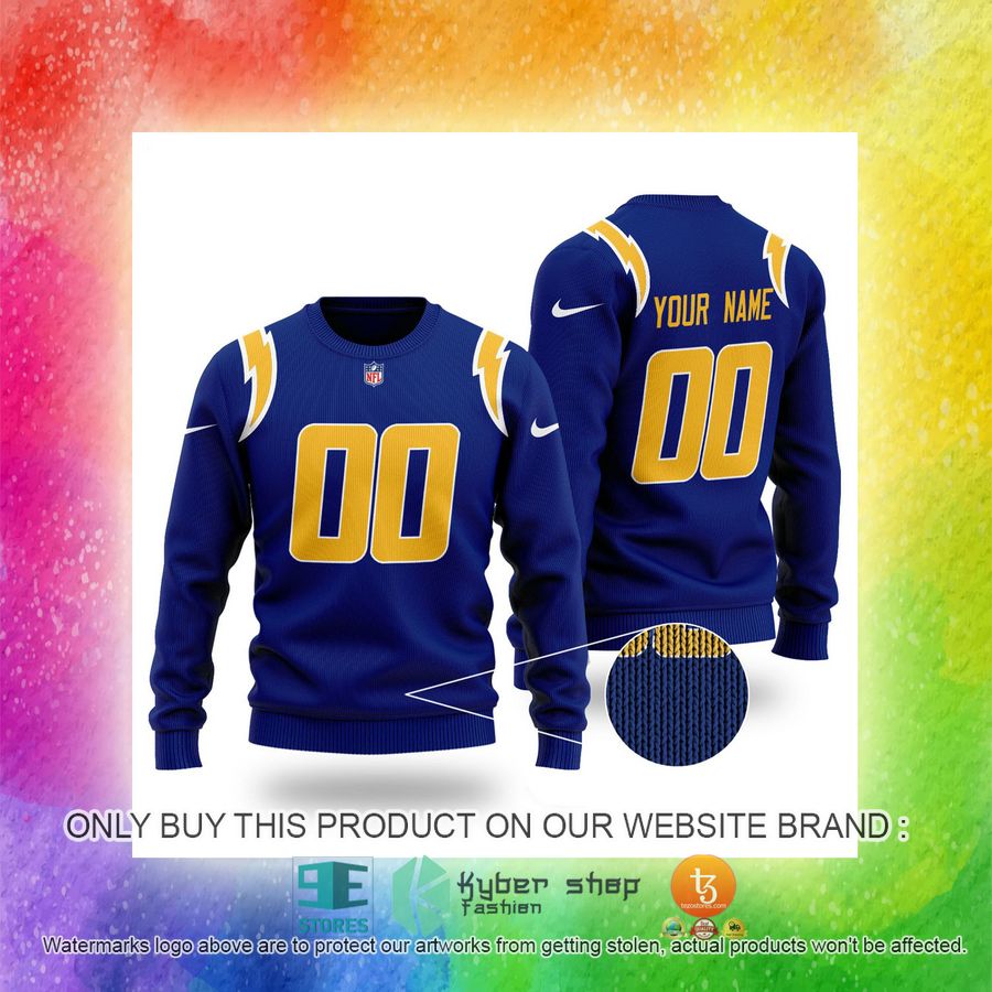 personalized nfl los angeles chargers dark blue sweater 3 59073