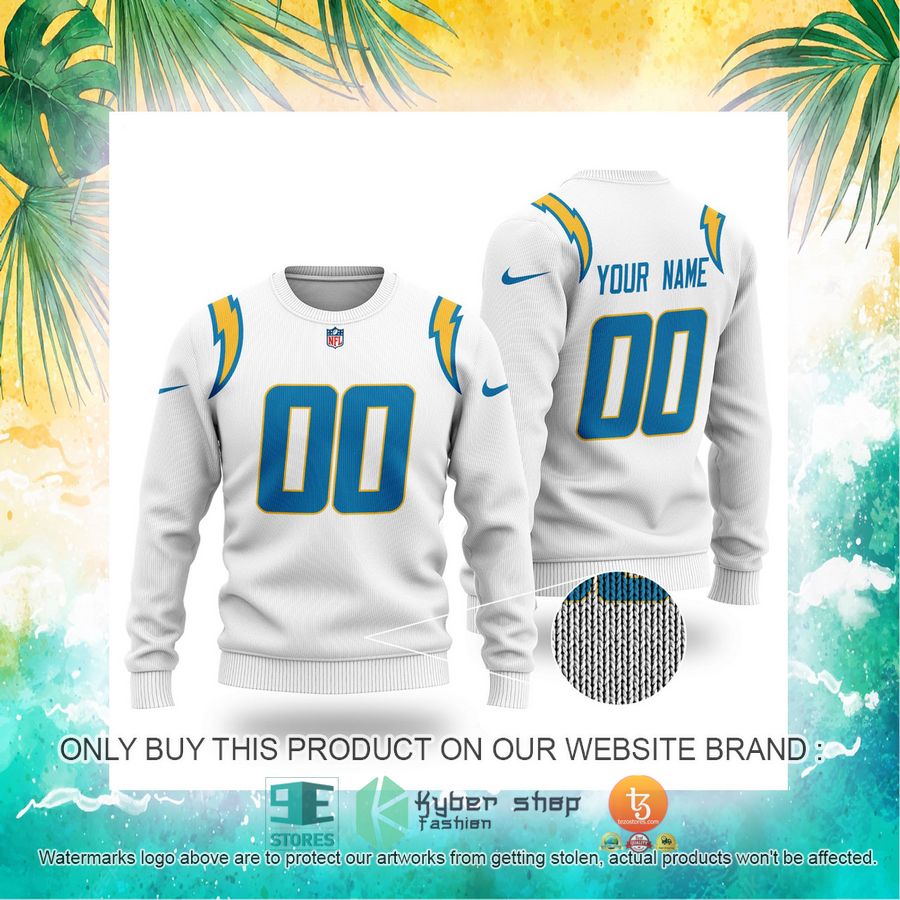 personalized nfl los angeles chargers white sweater 4 3946