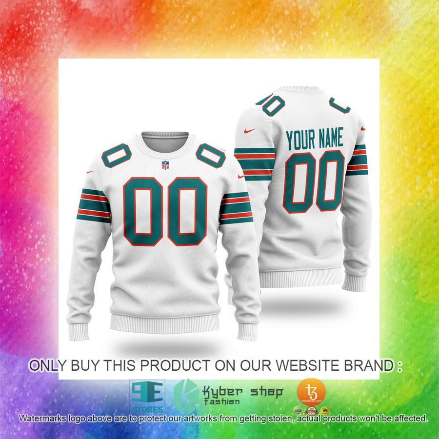 personalized nfl miami dolphins white sweater 3 637