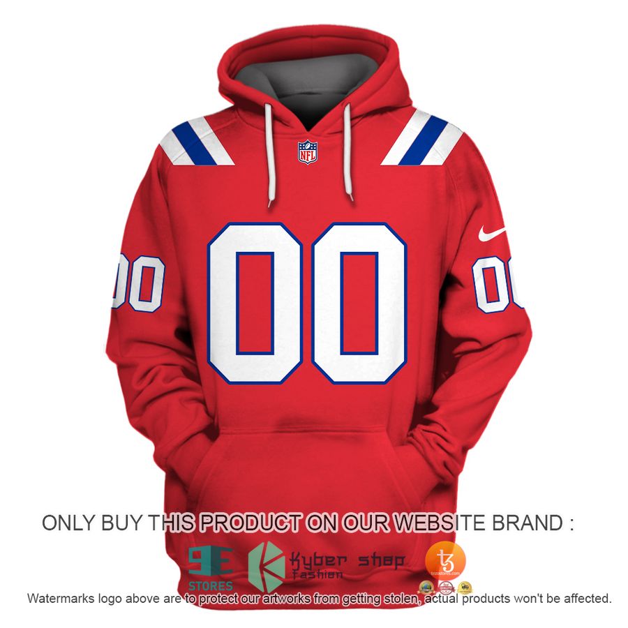 personalized nfl new england patriots red shirt hoodie 2 5110