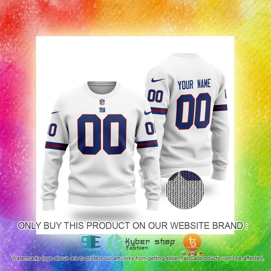 NEW New York Giants White Custom Name Sweatshirt 3 personalized nfl new york giants white sweater 3 36325