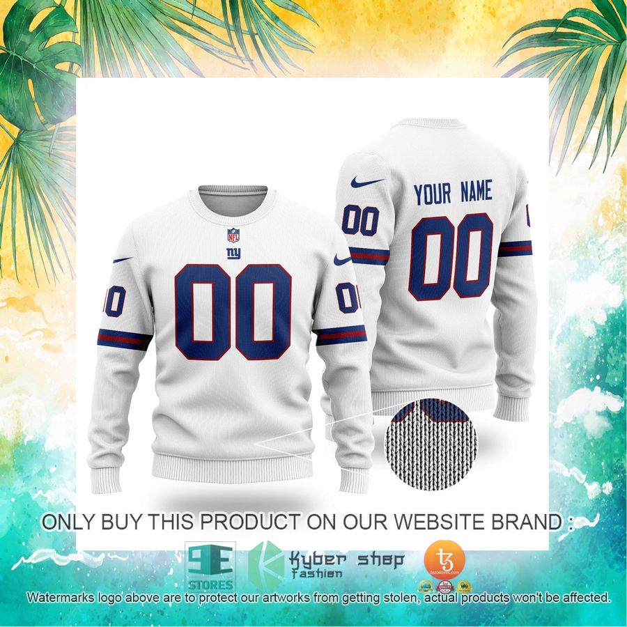 NEW New York Giants White Custom Name Sweatshirt 4 personalized nfl new york giants white sweater 4 26094