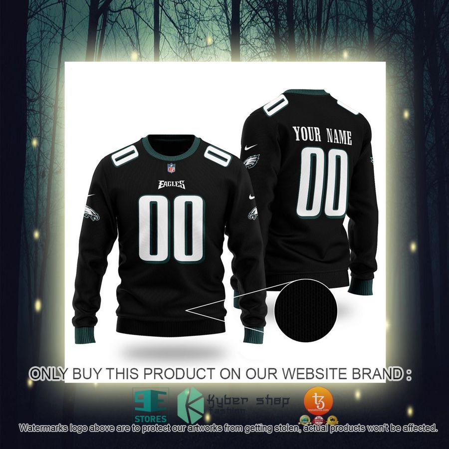 personalized nfl philadelphia eagles black sweater 2 94568