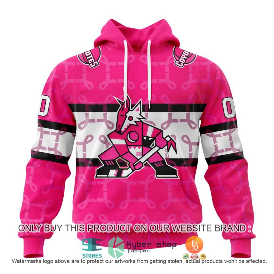 personalized nhl arizona coyotes breast cancer awareness shirt hoodie 1 78815