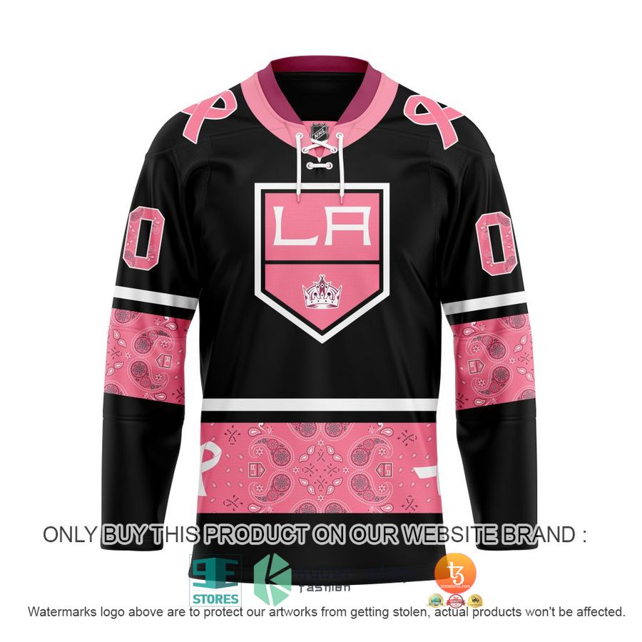 personalized nhl los angeles kings breast cancer awareness paisley hockey jersey 1 16039