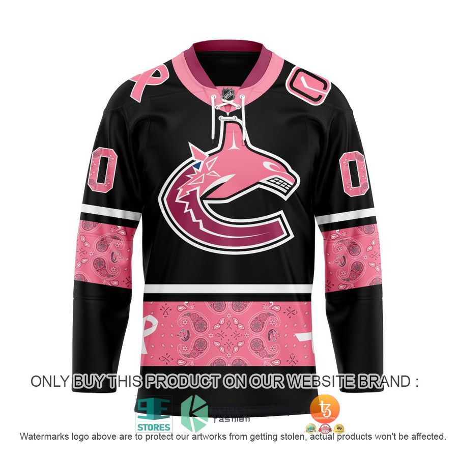 personalized nhl vancouver canucks breast cancer awareness paisley hockey jersey 1 12946