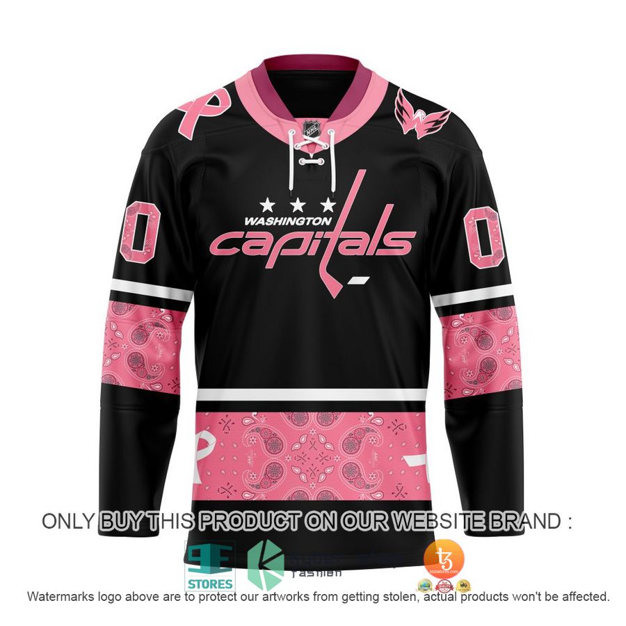 personalized nhl washington capitals breast cancer awareness paisley hockey jersey 1 45227