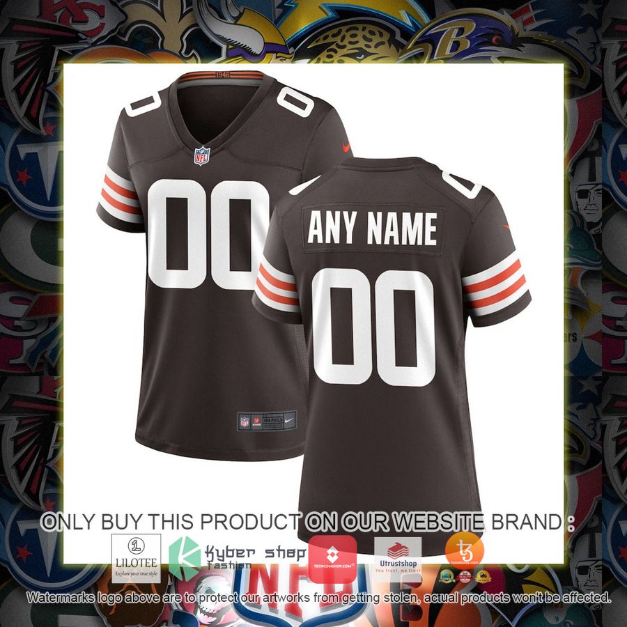 personalized nike cleveland browns womens brown football jersey 1 32556