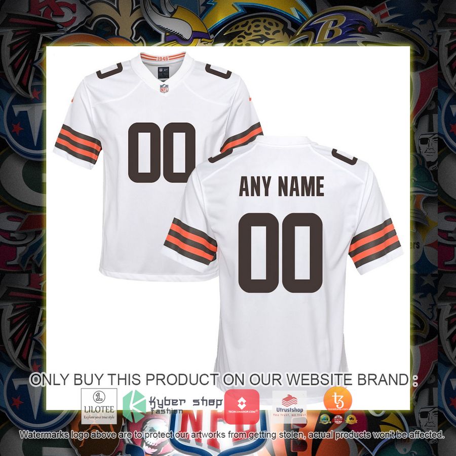 personalized nike cleveland browns youth white football jersey 1 86250