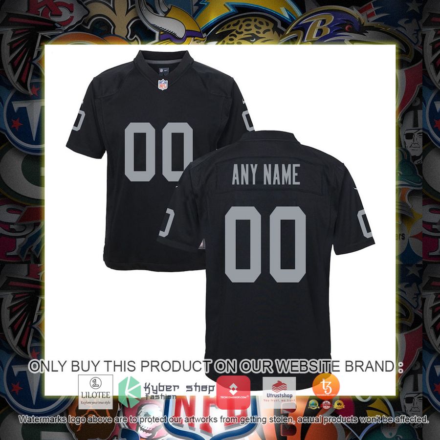 personalized nike las vegas raiders youth black football jersey 1 46720
