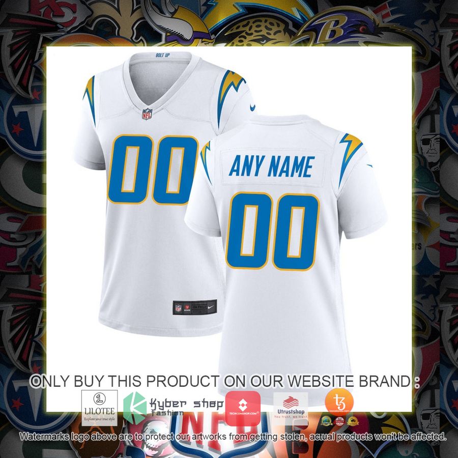 personalized nike los angeles chargers womens white football jersey 1 42572